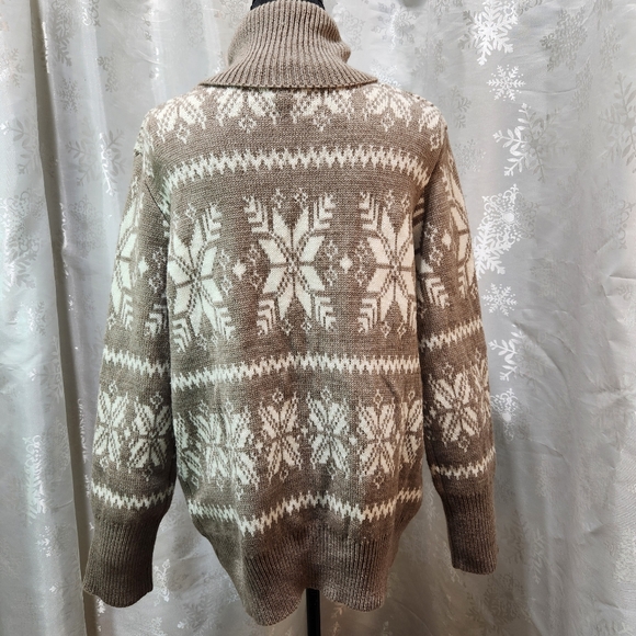 PURE Alfred Sung Holiday Snowflake Knit Pullover Turtleneck Sweater (XL) - Picture 6 of 12